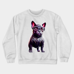 Frenchie in Sleek Feline Attire Crewneck Sweatshirt